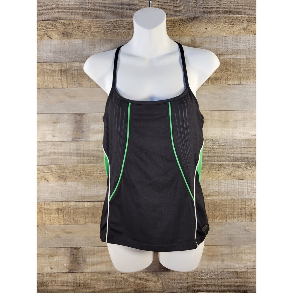 Bolle Racerback Tank Top Women's Medium Black Green Running Tennis Gym